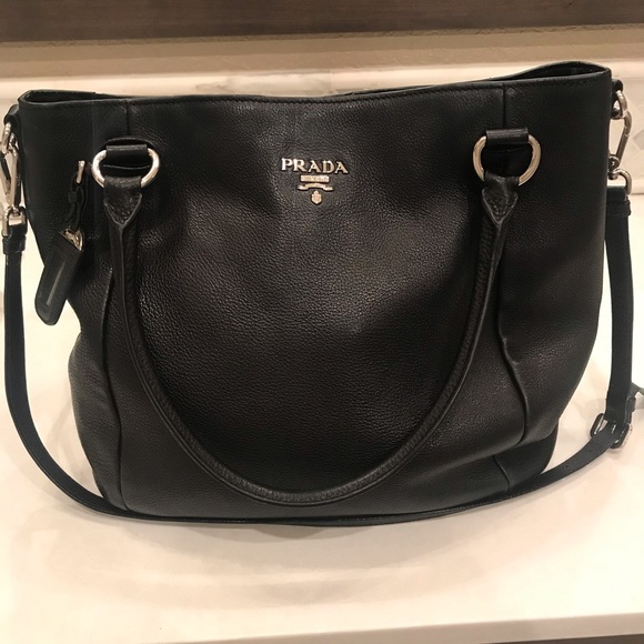 Prada Handbags - Black Calf Leather Prada Purse